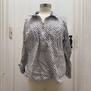 Tommy Hilfiger White and Black Patterned Blouse